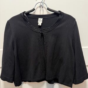 Signature by Sangria Black Knit Cardigan with Trim